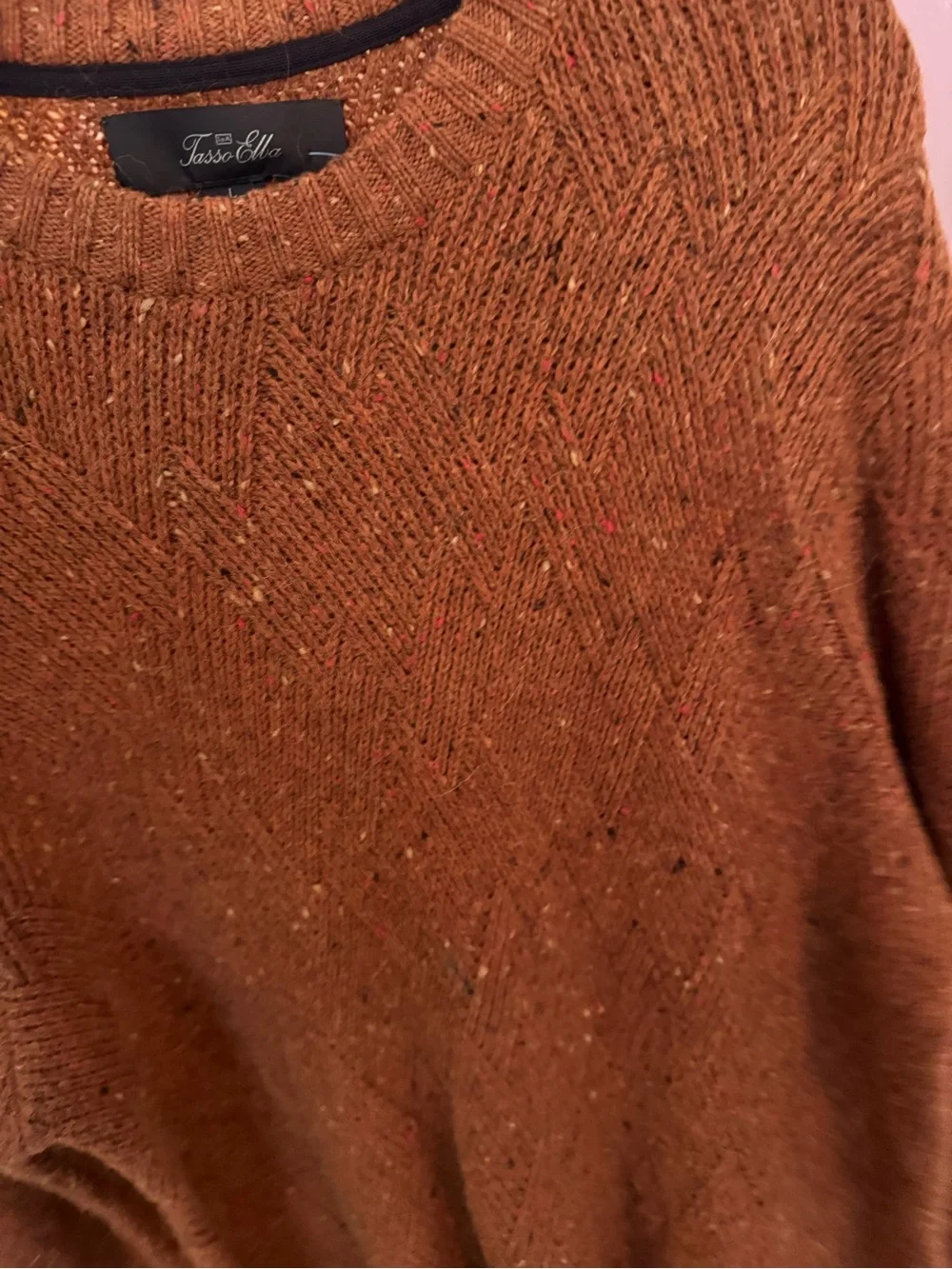 Tasso Elba wool alpaca blend rust orange crewneck sweater size L NWT